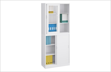 ガラス引違い×スチール引違い書庫セット(W900×D400×H2150)の商品画像