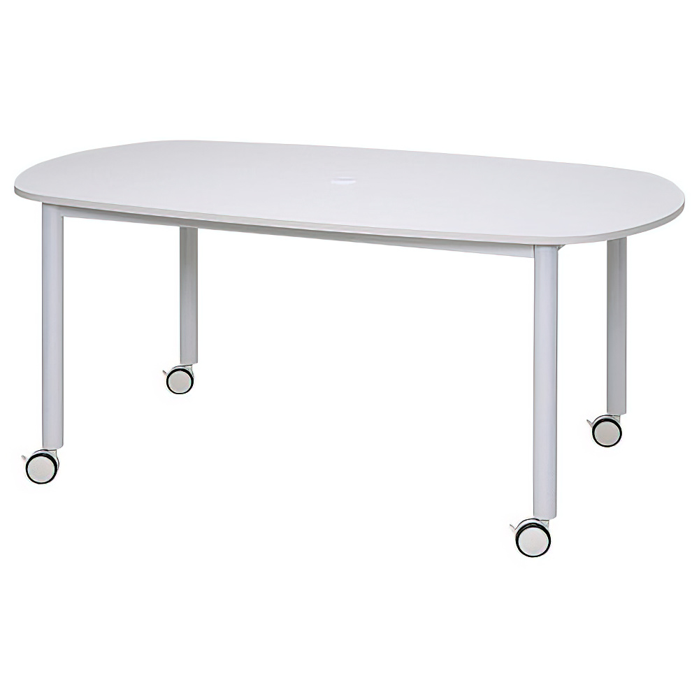 楕円ホワイト脚キャスターテーブル（W1600×D910×H700）