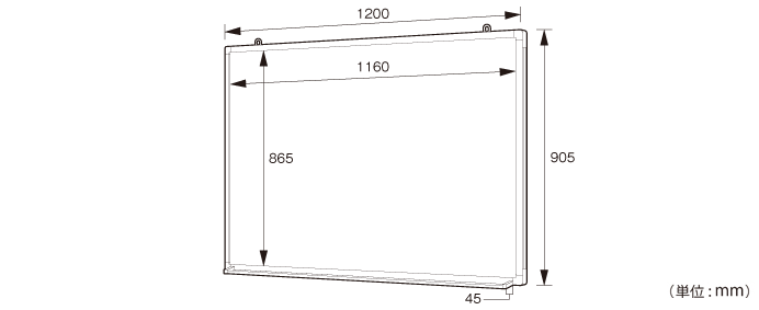 壁掛けホワイトボード（横書き・月予定）（WSK-1290）の詳細外寸法