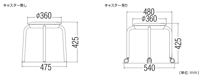 詳細外寸法（FI-JBM36T：スツール ビニールレザータイプ）