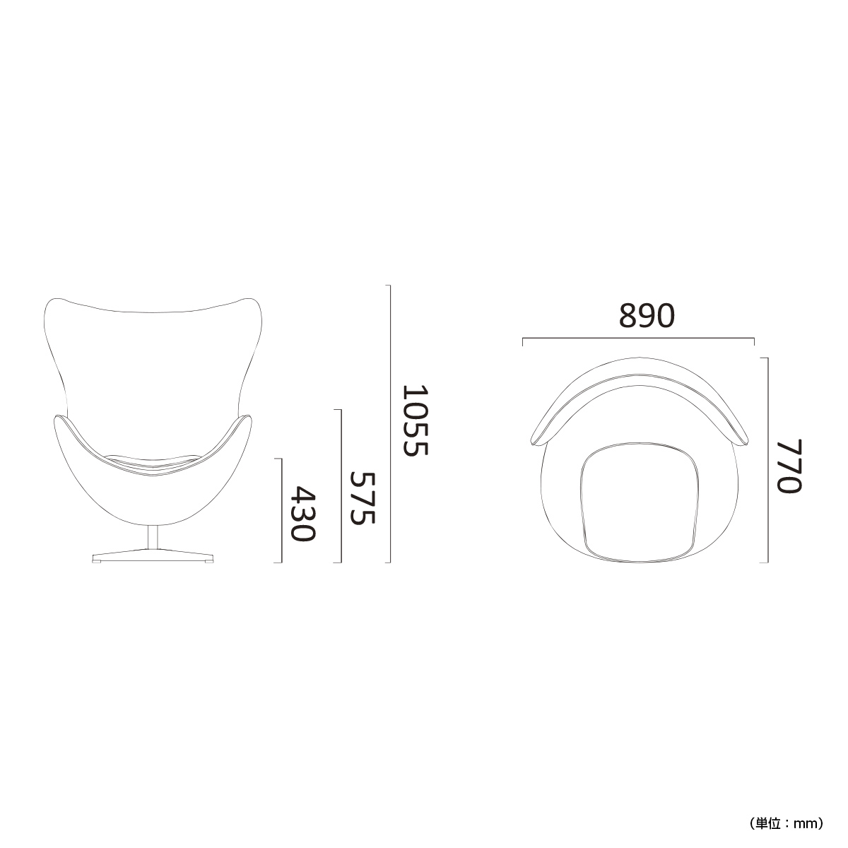 Eラウンジチェア 幅890 奥行770 高さ1055 KT-CH8148 通販 施設・パブリック空間家具 オフィス家具のカグクロ