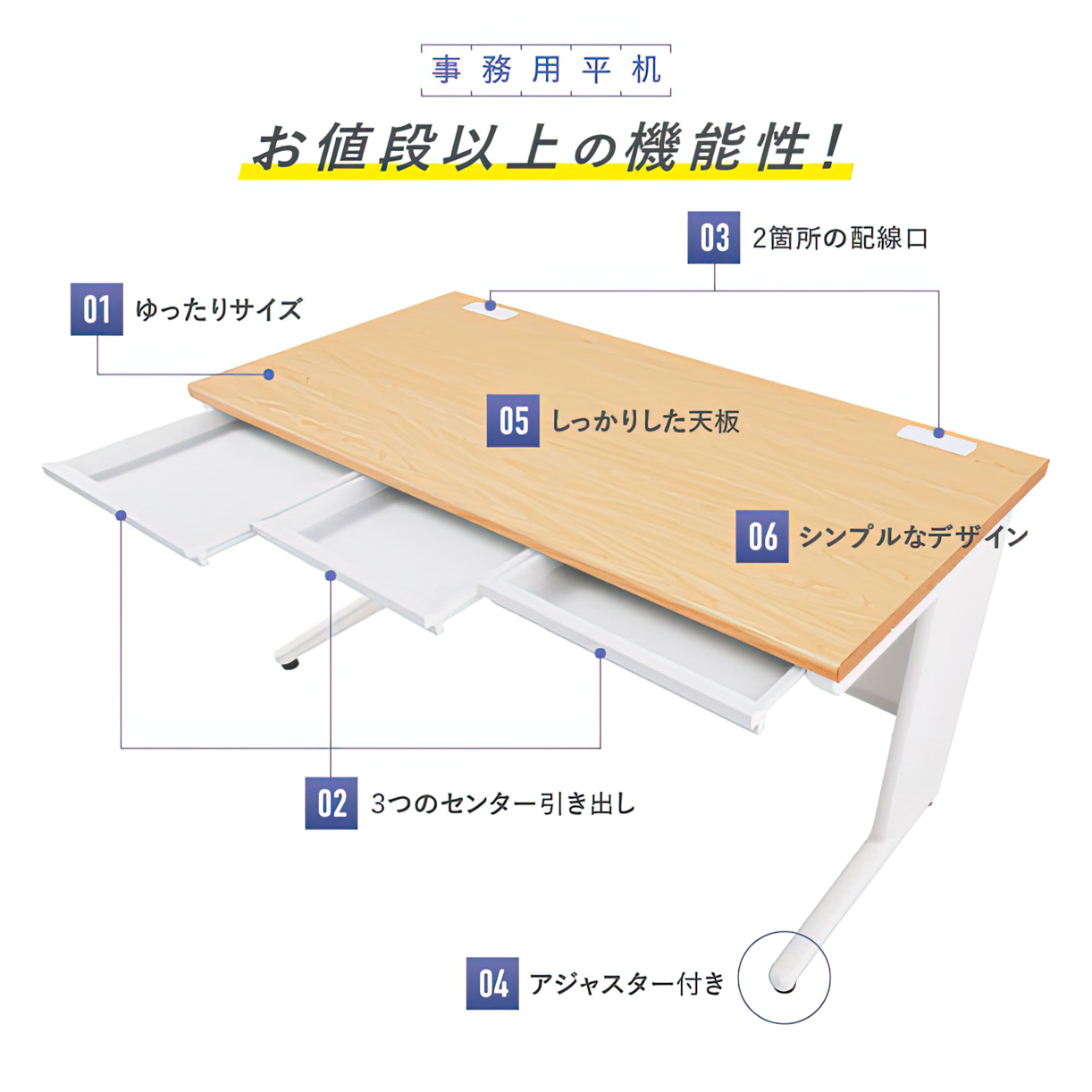事務用ナチュラル平机 幅1400 奥行700 高さ700 KDN-147H 通販