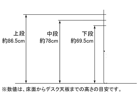 高さ調整可能な天板/宮棚