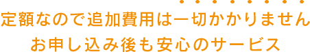 定額なので追加費用は一切ありません