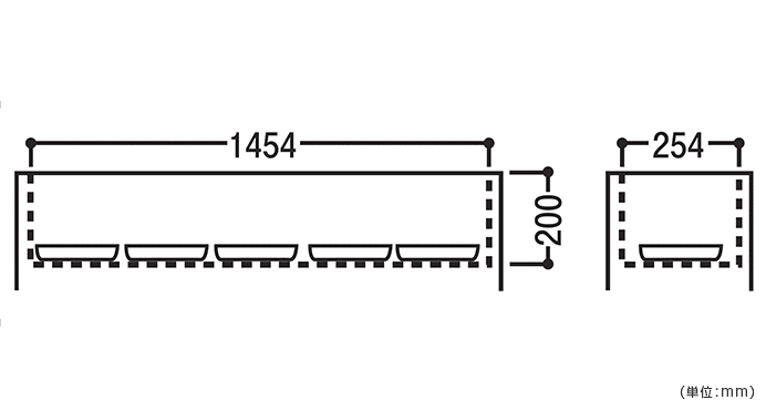 詳細外寸法（SF-FN1500I：I型フラワーボックス）