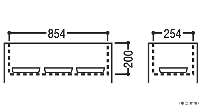 詳細外寸法（SF-FN900I：I型フラワーボックス）