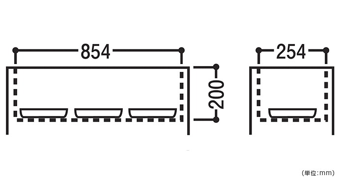 詳細外寸法（SF-FN900J：J型フラワーボックス）