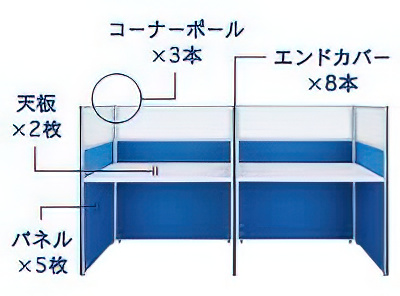 横に2つのブースを連結して使う場合