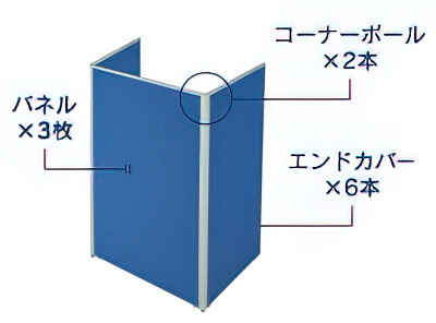 3枚をコの字型に連結して使う場合