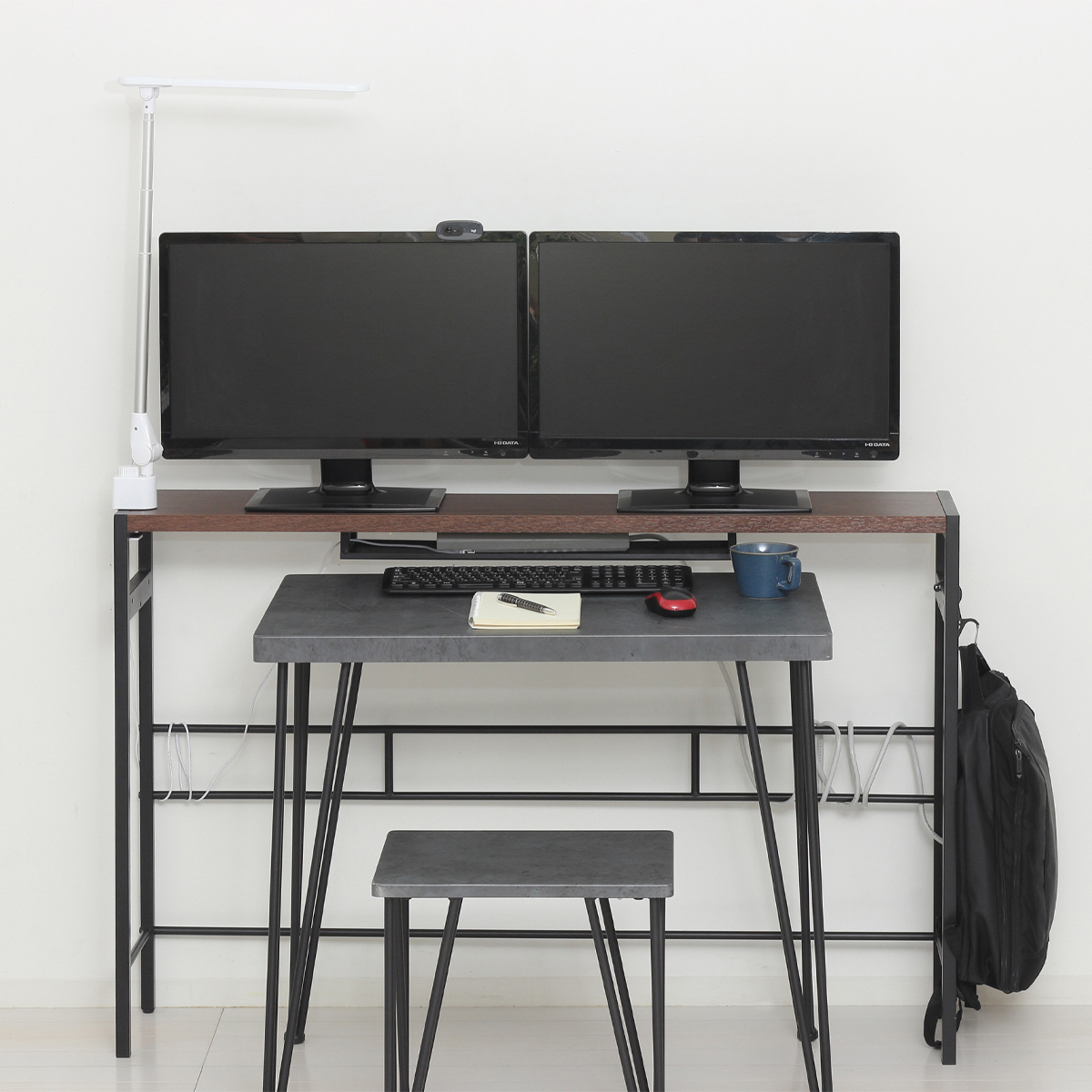 デュアルモニターテーブル(W1250×D250×H700・825)