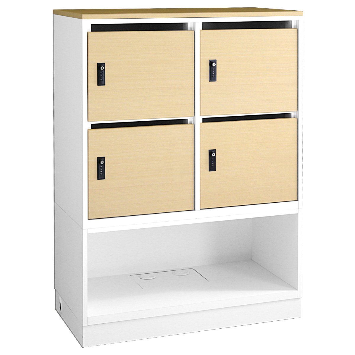 国産木製4人用パーソナルロッカー MKSシリーズ 1段オープン収納セット（W900×D450×H1223）