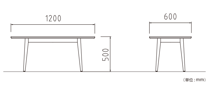 アルモ ローテーブル（IR-ARLT-D1260）の詳細外寸法