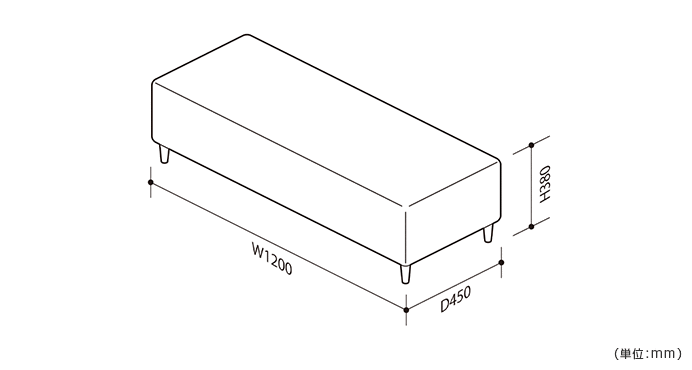 詳細外寸法（UR-S3334ST：ユニットソファーベンチ）