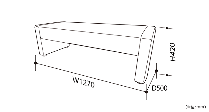 詳細外寸法（UR-S342012：ベンチスツール）