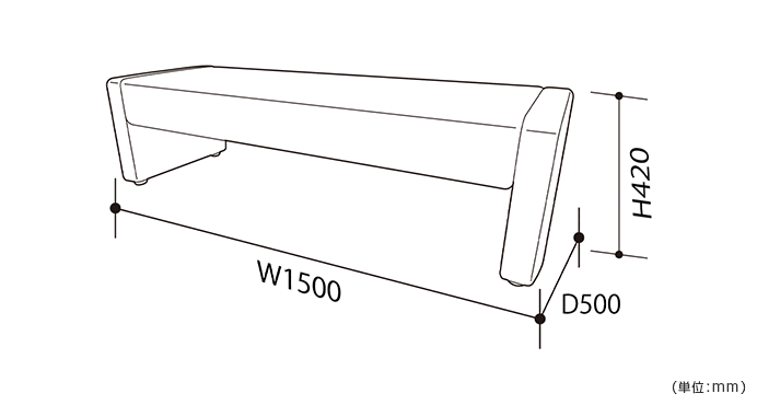 詳細外寸法（UR-S342015：ベンチスツール）