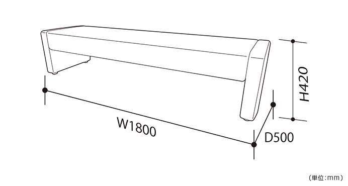 詳細外寸法（UR-S342018：ベンチスツール）