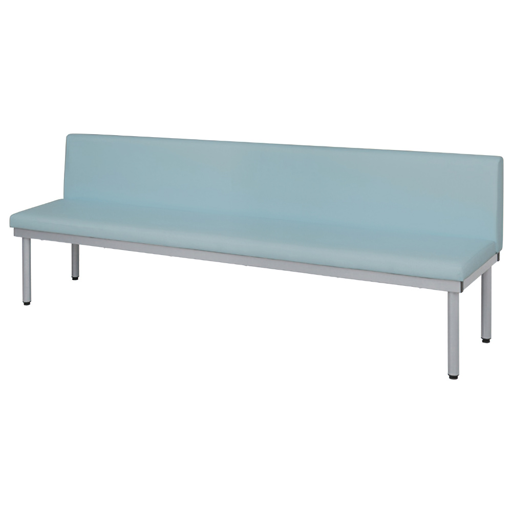 背付きロビーチェア 幅1800 奥行500 高さ690 受付 ロビー ロビーチェア ベンチ ブルー 家具 ベンチ スツール ダイニングベンチ シーン オフィス カラー パブリック レザー ロビー ラウンジチェア ベンチ