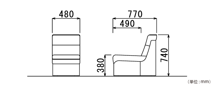 プリーダ 肘無しチェア（RE-1051N）の詳細外寸法