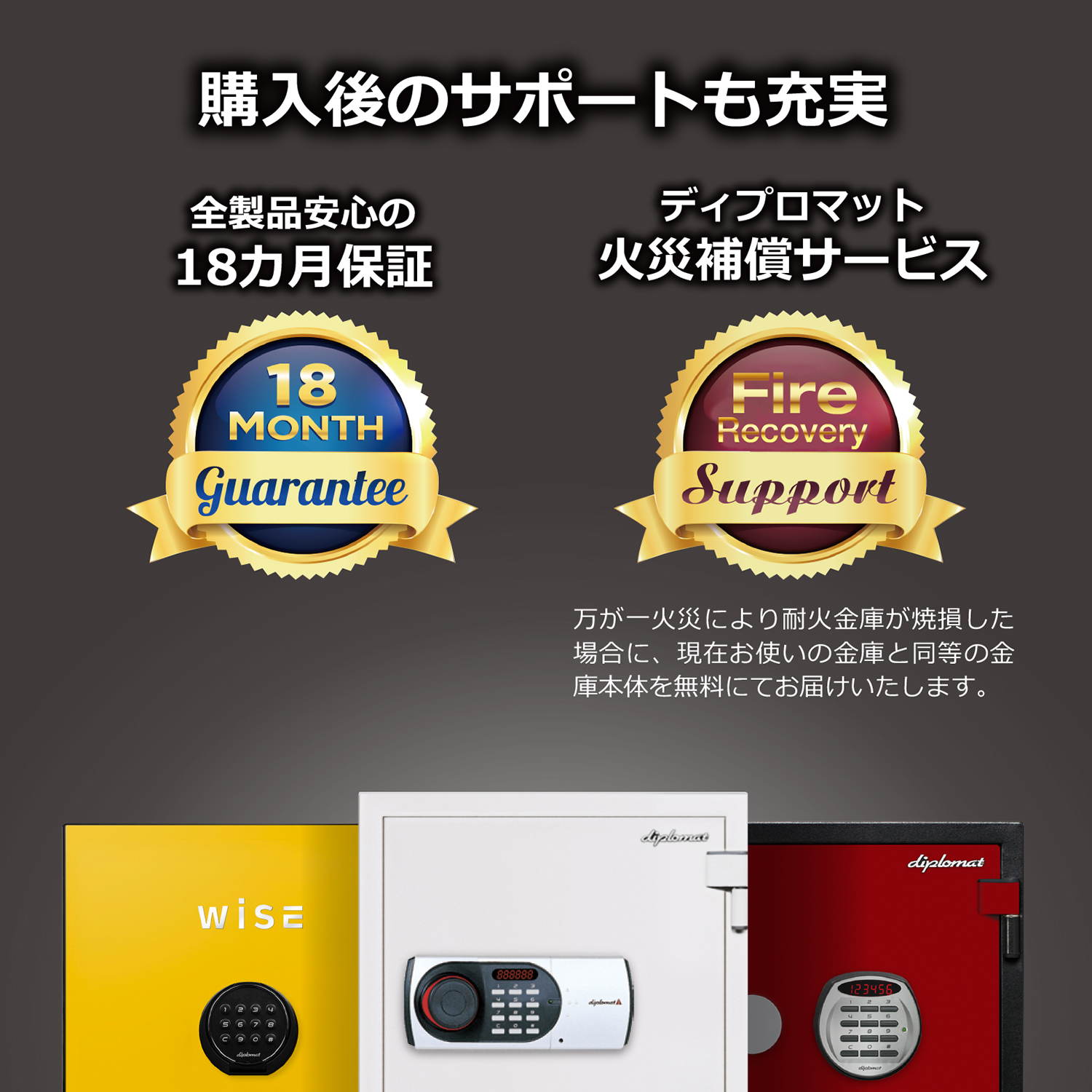 ダブルロック式 オフィス用耐火金庫 50L 幅470 奥行510 高さ660 中型 DM-060EKR3 通販 金庫・保管庫・耐火/防盗  オフィス家具のカグクロ