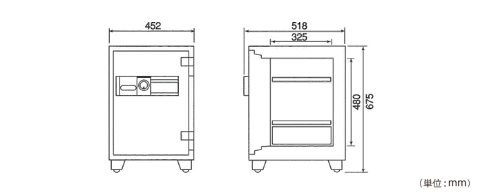 テンキー式 耐火金庫 49L 幅452 奥行518 高さ675 中型 MEK68-DX 通販 金庫・保管庫・耐火/防盗 オフィス家具のカグクロ