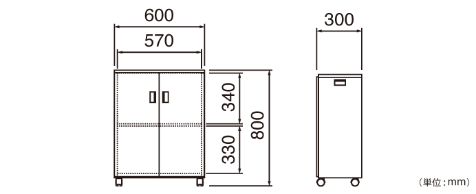 両開きサイドワゴン（ND-S723）の詳細外寸法