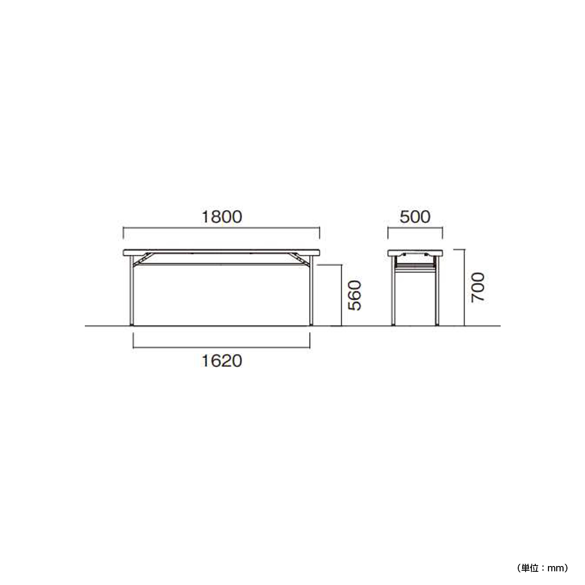 樹脂折りたたみテーブル PETシリーズ 幅1800 奥行500 高さ700 NI-PET1850 通販 会議用テーブル・会議机・長机  オフィス家具のカグクロ