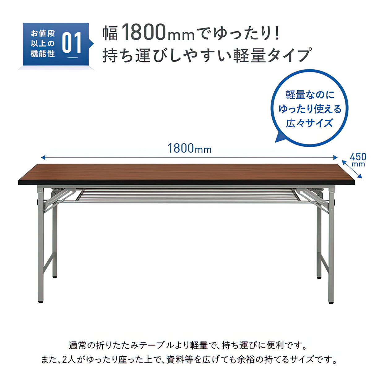 いただけま クランク式折畳テーブル 棚付き W1800 D450 H700 会議テーブル 折り畳みテーブル 折畳式 国産 チーク メープル ローズ  ホワイト 代引不可 法人宛限定 TS-YT156 オフィス家具のカグクロ - 通販 - PayPay スッキリ