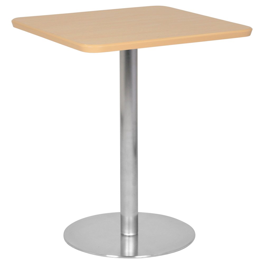 カフェテーブル ステンレス丸脚タイプ 幅600 奥行600 高さ726 ナチュラル テーブル ラウンジテーブル 角テーブル オフィス家具 オフィステーブル 会議用テーブル