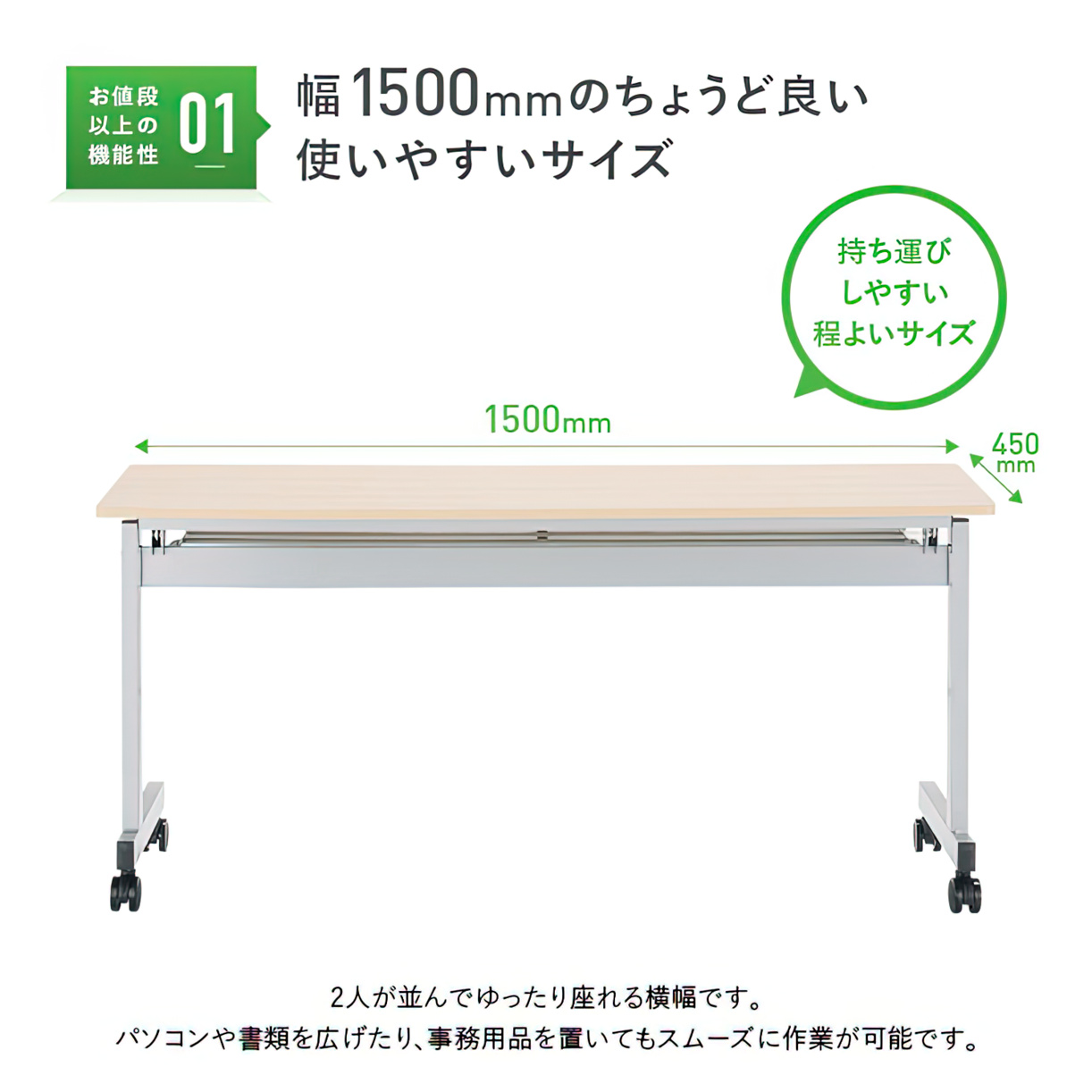 ニュースタッキングテーブル 幅1500 奥行450 高さ700 NTF-1545 通販