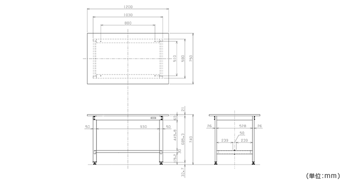 詳細外寸法（軽量作業台SELタイプ）